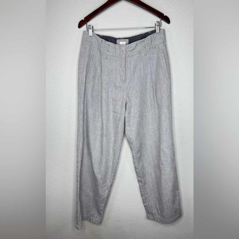 Poetry Wide-Leg Linen Blend Wide Leg Trousers‎ US 10 High Rise Front Zip Career